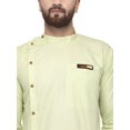 thumbnail image 2 of eloria Indian Traditional Men's Lime Green Solid Thread Work Kurta, 2 of 7