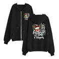 thumbnail image 2 of Women'S Full Zip Up Hoodie Long Sleeved Top Stars Printd Drawstring Hooded Sweatshirts Pockets Jacket Coat With Pockets Black S, 2 of 3