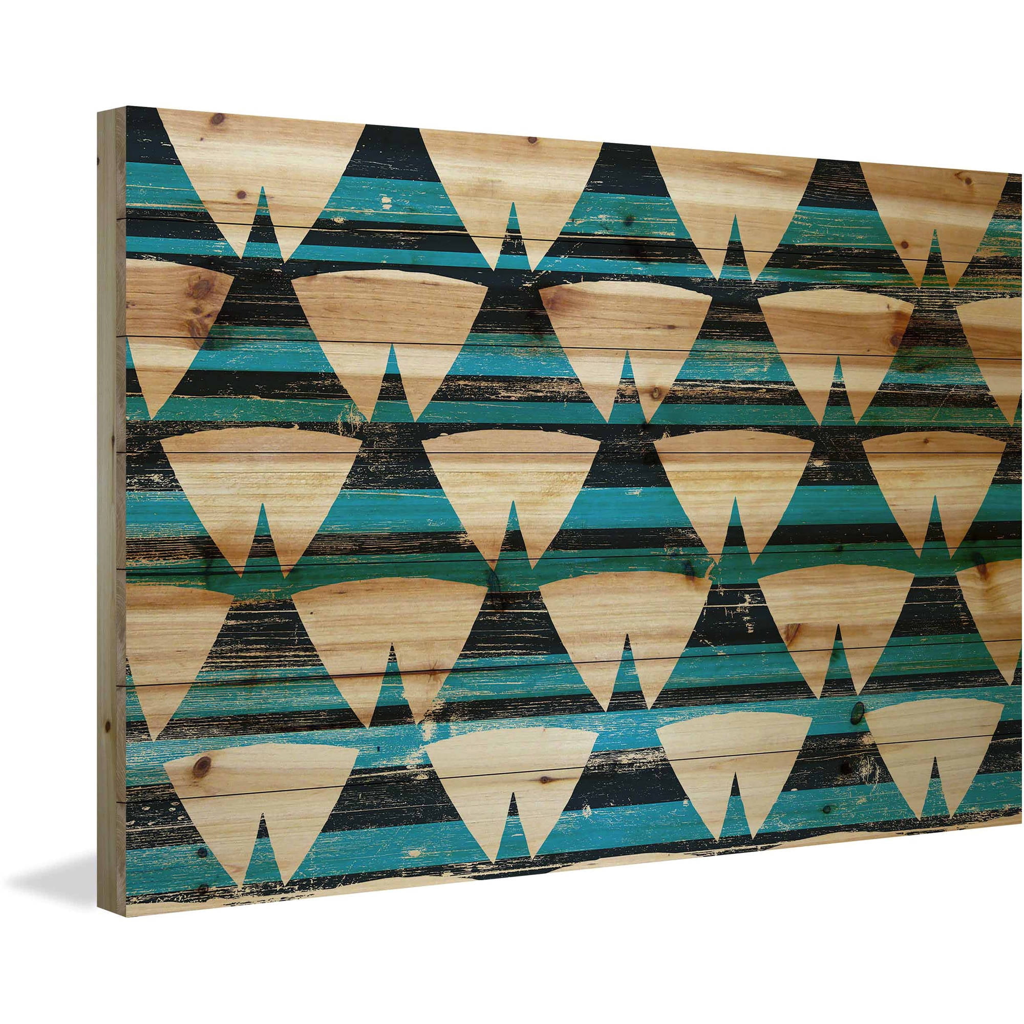 MARMONT HILL  - 'Tentlike Rows' Painting Print on Natural Pine Wood - Multi-Color 36 x 24