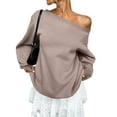 thumbnail image 2 of Fewfanhot Winter Clothing for Women Off The Shoulder Tops Oversized Tshirts Long Sleeve 2025 Casual Basic Tees, 2 of 9