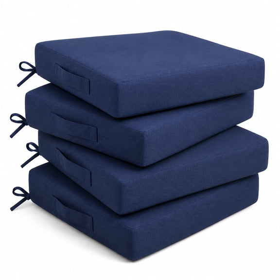 4-Pack Outdoor Chair Cushions 19x19x3 Inch,Waterproof Patio Seat Cushions with Ties,Fade Resistant for Garden, Porch, Deck(Navy Blue)