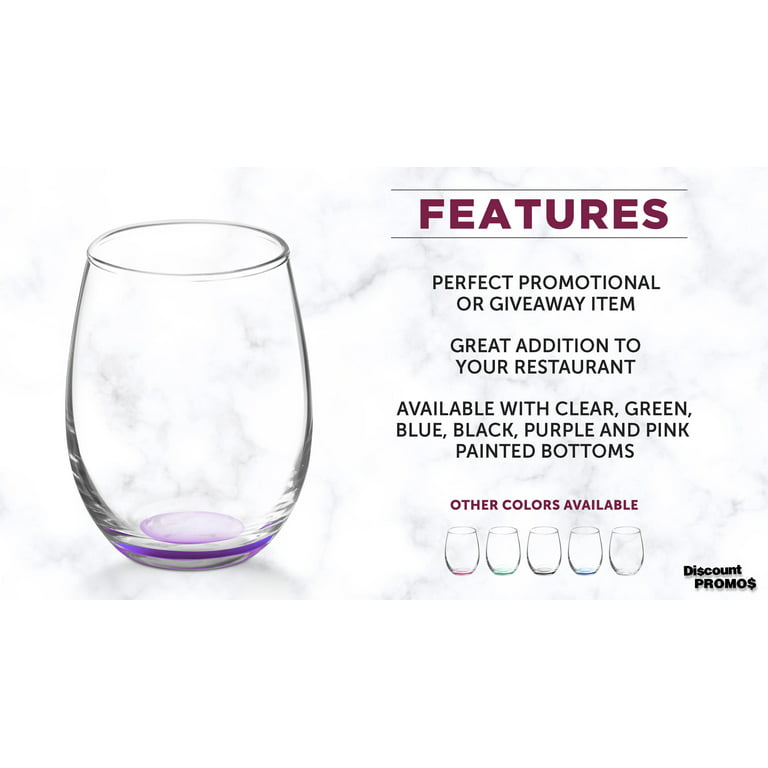 JoyJolt HUE Stemless Wine Glass Set. Large, 15 oz, Stemless, Set of 6.  Short Wine Tumblers for White Wine, Red Wine, Water, No Stem Margarita  Glasses, Colored: Wine Glasses 