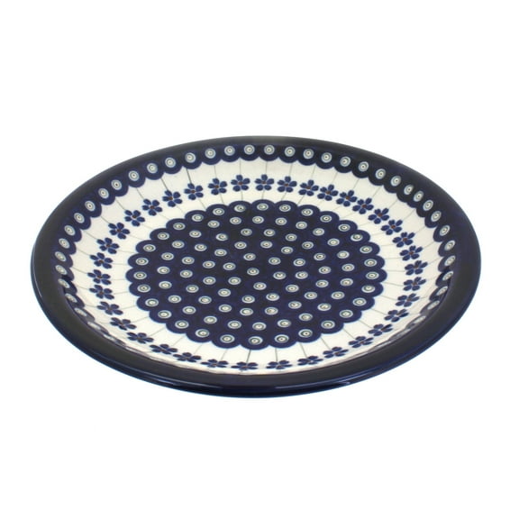 Blue Rose Polish Pottery Flowering Peacock Small Dinner Plate