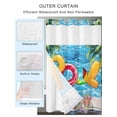 thumbnail image 2 of No Hook Cloth Fabric Shower Curtain with Snap in Liner, Blue Summer Pool Waterproof Shower Curtains Set with See Through Top Window, Watermelon Swimming Ring Slippers Bath Curtains Shower 36"x72", 2 of 6