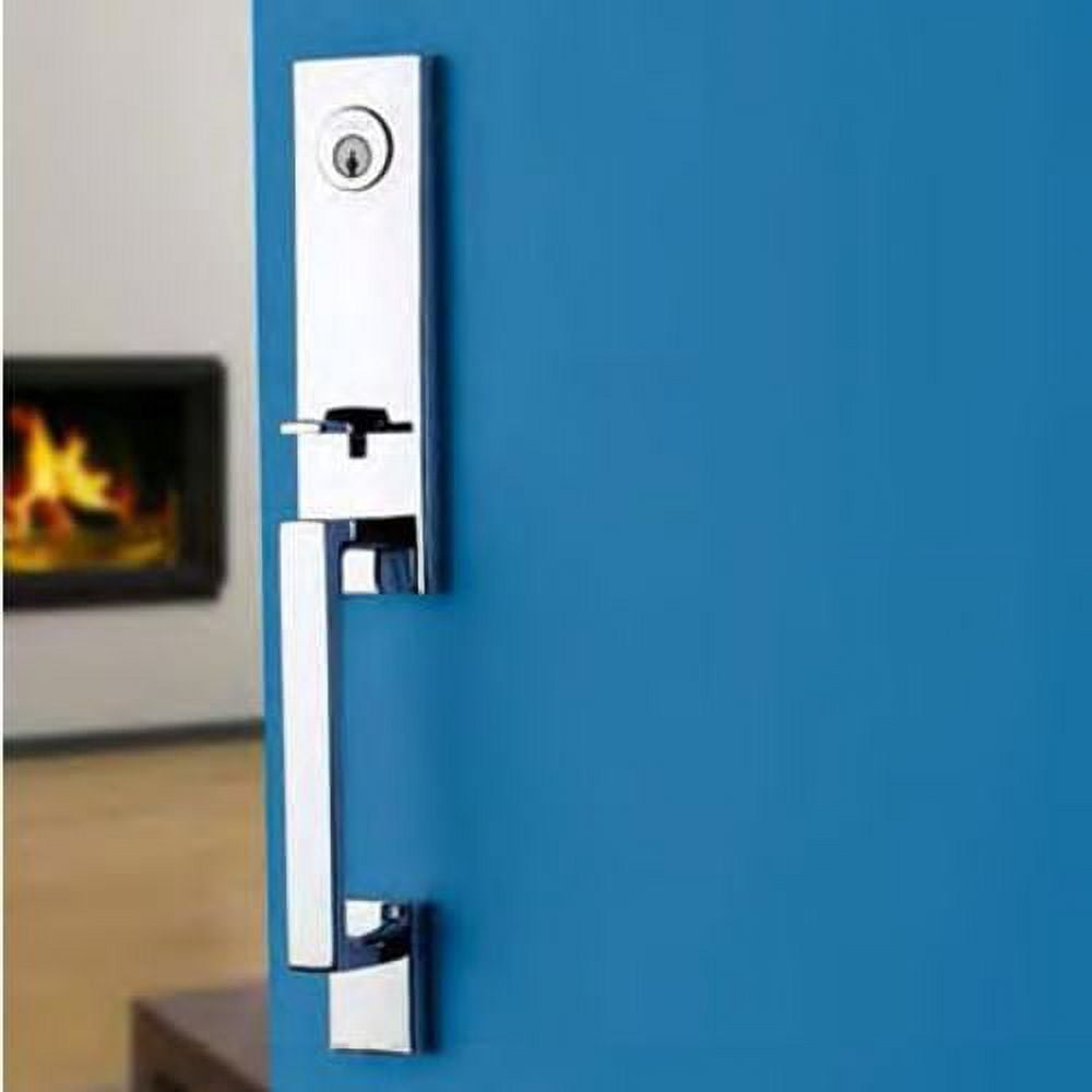 Baldwin Reserve Scseaxconcrr190 Single Cylinder Seattle Handleset Contemporary Knob And Contemporary Round Rose With 6Al Latch And Dual Strike Satin Black Finish