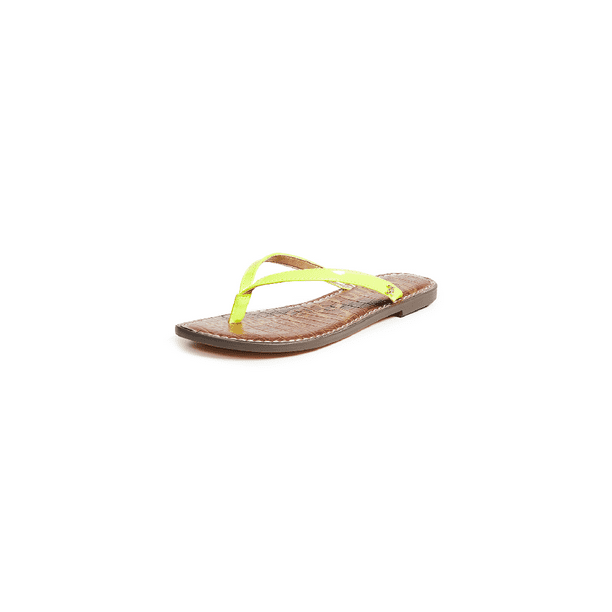 Sam Edelman - Sam Edelman Gracie Thong Slip On Slide Flat Sandals NEON YELLOW (7, NEON YELLOW