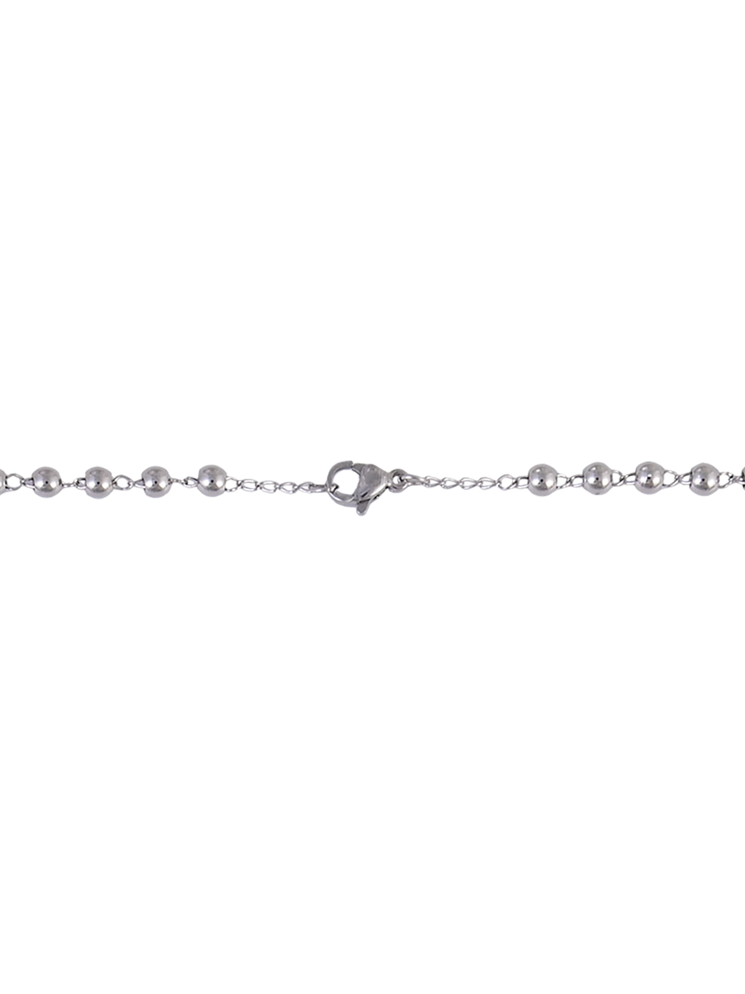 Believe by Brilliance Stainless Steel Rosary Bead Cross Pendant Necklace