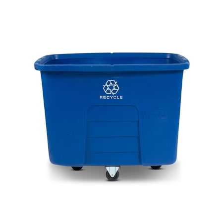 Toter 16 Cubic Feet 500 lbs. Capacity Heavy Duty Manual Cube Truck - Blue Recycle Symbol