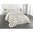 thumbnail image 2 of Ambesonne Arrow Quilted Coverlet 3 Pcs, Boho Retro Style, King Size, Black Pink Green, 2 of 4