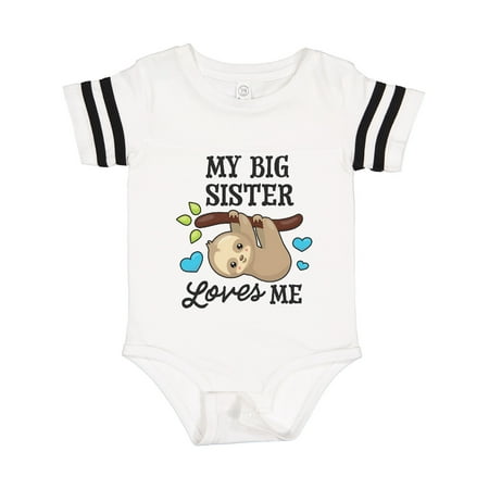 

Inktastic My Big Sister Loves Me with Sloth and Hearts Gift Baby Boy or Baby Girl Bodysuit