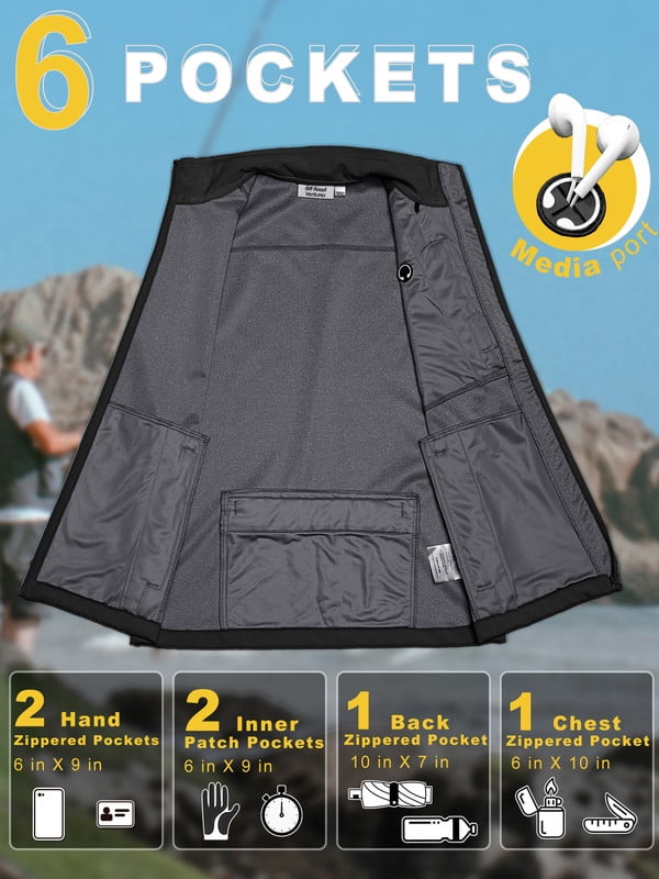 Off Road Ventures Mens Golf Vest Lightweight Waterproof Sleeveless Softshell Running Vest for Outerwear Fishing