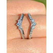 Ring Wrap Guard Enhancer Moissanite White Cut Round CT 2 Plated Gold White 14K