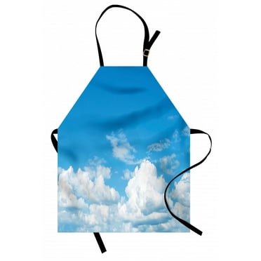 Landscape Apron The Vast Cloudy Sky Scenics Windy Weather Calming View Panoramic Scenery Picture, Unisex Kitchen Bib Apron with Adjustable Neck for Cooking Baking Gardening, Blue White, by Ambesonne