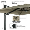 thumbnail image 3 of Boyel Living 10 X 10 FT Cantilever Outdoor Patio Umbrella - w/ Base&LED, Offset Patio Aluminum Umbrella for Deck Pool, Taupe, 3 of 6
