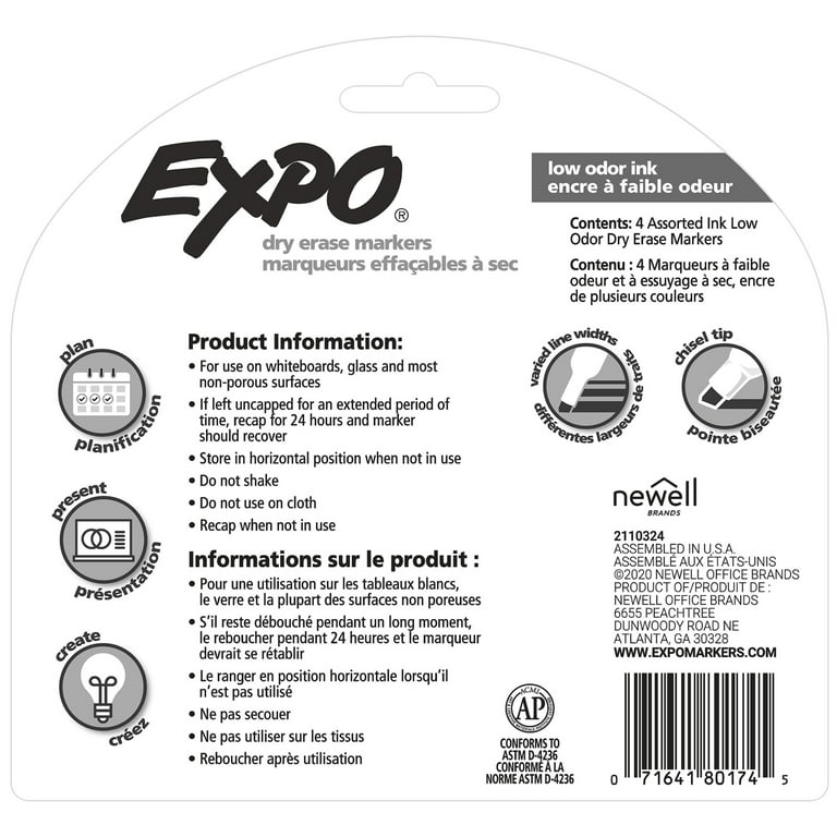  EXPO Low-Odor Dry Erase Markers, Chisel Tip, Fashion