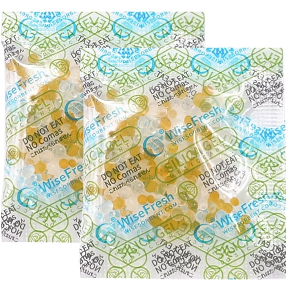 Wisesorb 200Pcs 2g Food Safe Desiccant Packs, Silica Gel Packets, Orange to Green Indicating- Moisture Absorbers for Storage