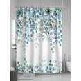 thumbnail image 5 of Blue Eucalyptus Leaf Shower Curtain, Botanical Winter Floral Bathroom Decor Curtains Set with Hooks, White Waterproof Fabric Home Accessories， Stall 36 X 72 Inch, 5 of 6