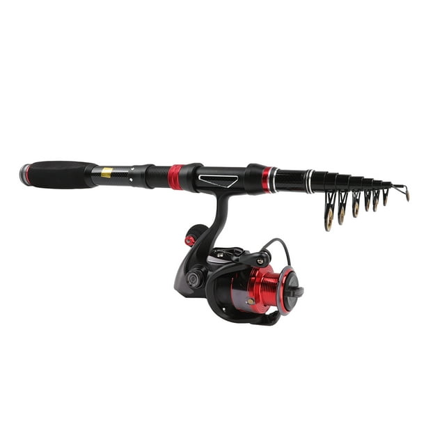 Fishing Rod And Reel Combo Set With Red And Black Carbon Fishing