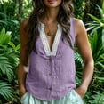 thumbnail image 5 of Admvng Women's Tank Tops Lace Linen Cotton Sleeveless V Neck Casual Boho Summer Blouses, 5 of 9