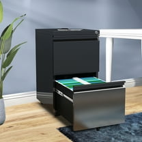 Uforic Efficient Office Organization: 2-Drawer Vertical File Cabinet with Lock, Mobile Metal Filing Cabinet for Legal/Letter Size, Pre-Built Office Storage Cabinet, Black