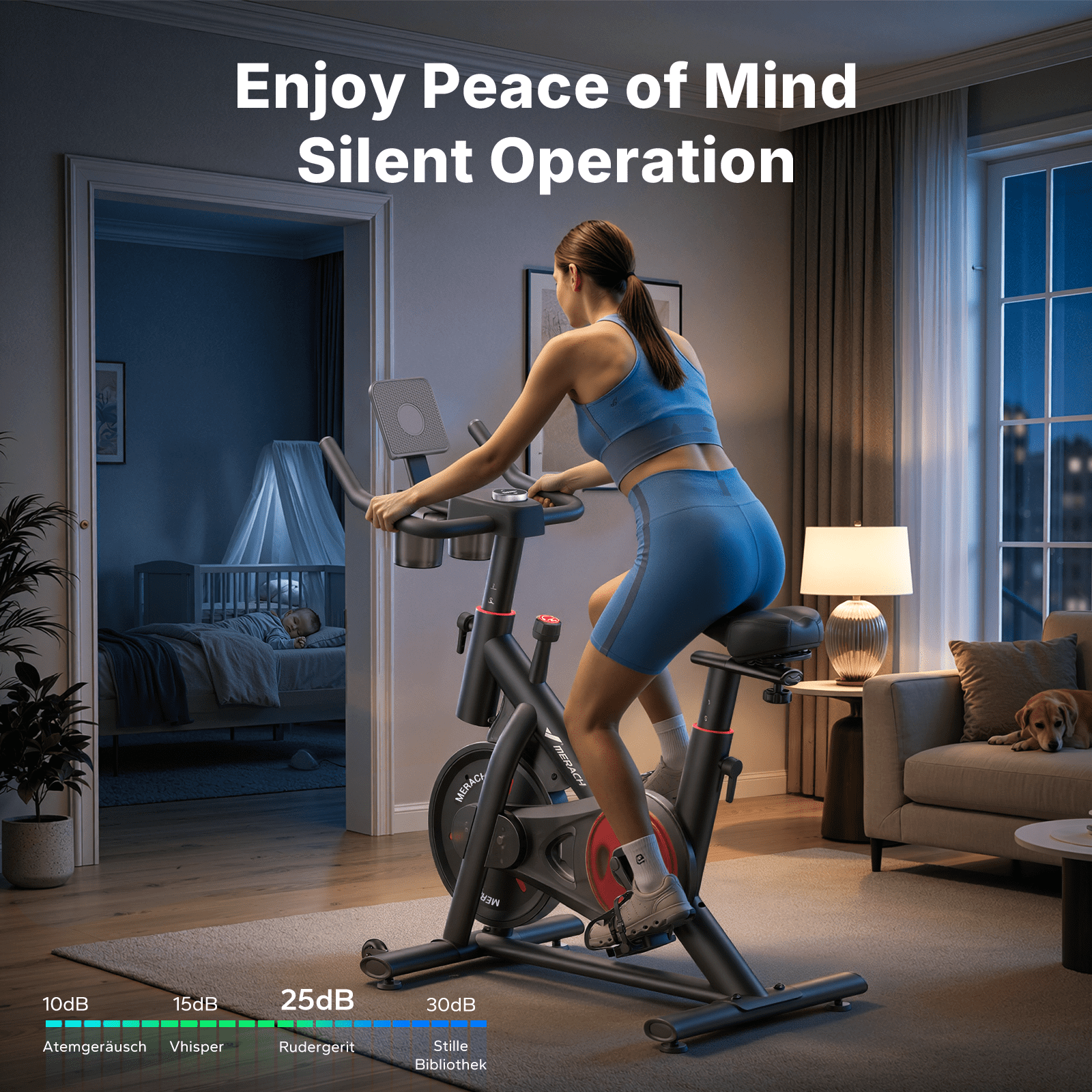 MERACH Stationary Exercise bike with Exclusive Free APP, Indoor Cycling Bicycle with 330lbs Weight Capacity, Silent Belt Drive and Comfortable Seat Cushion for Home Cardio Workout 35 Lbs Flywheel
