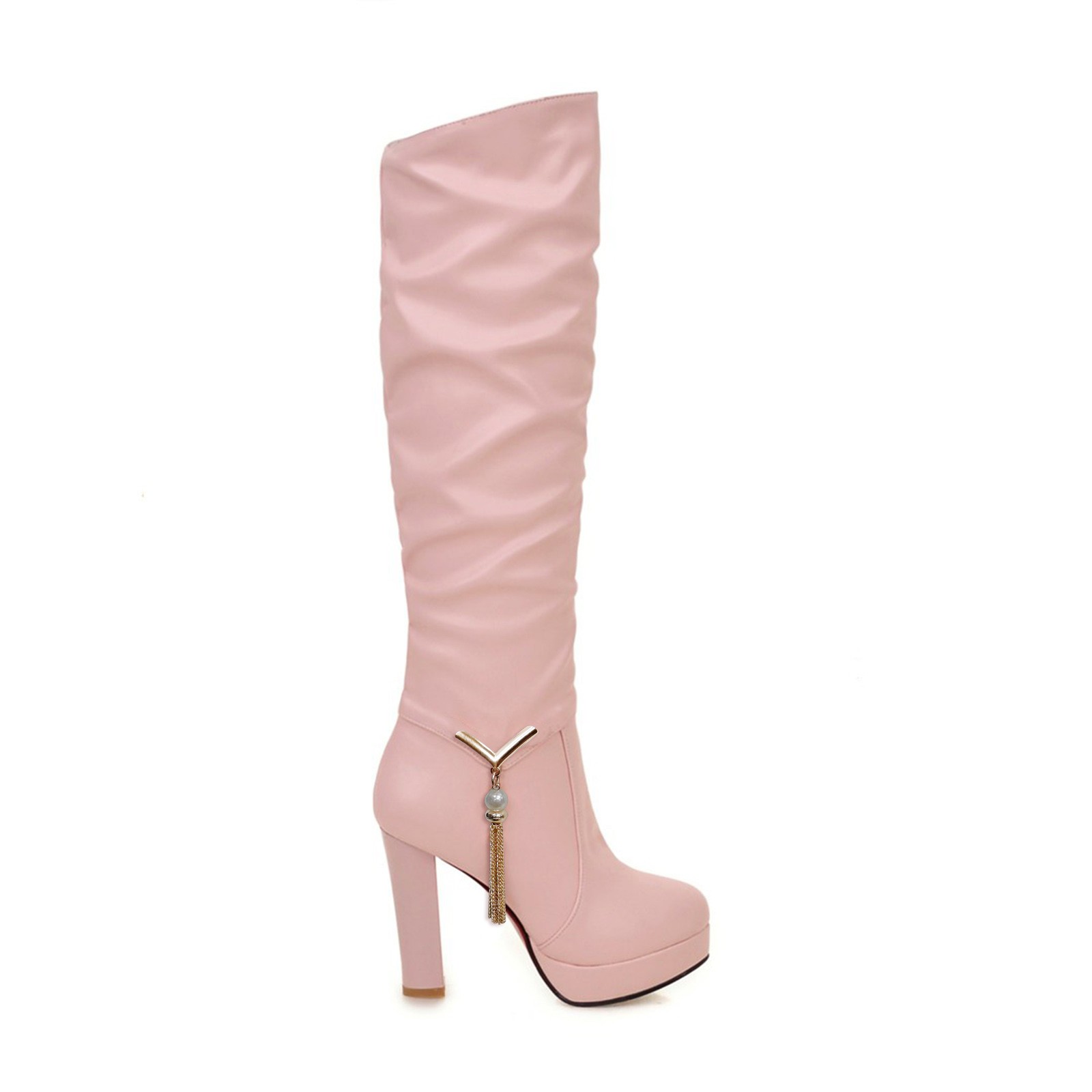 knee high brown boots no heel