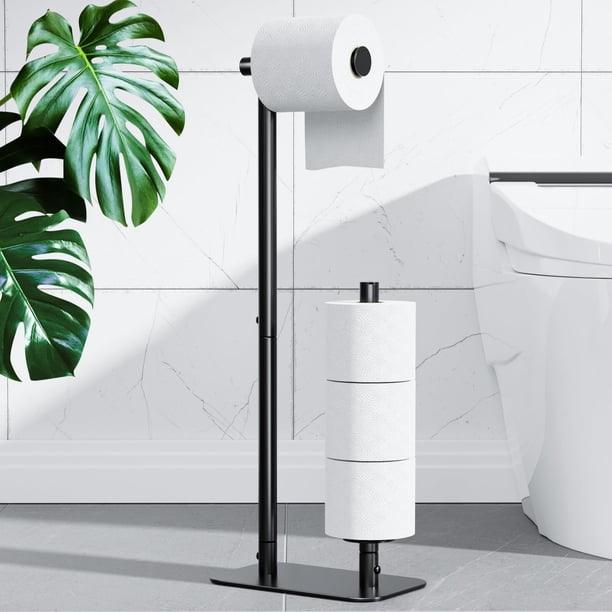 Soporte para papel higiénico Kitsure, independiente, negro, 4 rollos