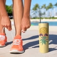 thumbnail image 3 of 20oz Pineapple Tumbler with Lid and Straw Colorful Fruit Skinny Stainless Steel Tumblers Blue and Purple Insulated Coffee Travel Mug Cups Water Bottle Hawaiian Gift for Women, 3 of 7