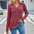 thumbnail image 7 of BLVB Womens V Neck Sweaters Fall Long Sleeve Knit Ribbed Tops Tunic Pullover Sweater Casual Lapel Shirts Blouses, 7 of 7