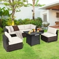 thumbnail image 4 of Costway 7 PCS Patio Furniture Set with 28" 50000 BTU Propane Gas Fire Pit Table Cushions Off White, 4 of 11