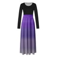thumbnail image 5 of Robes de Soirée Femmes Décontractées Imprimées Col Rond Manches Longues Patchwork Ligne A Robe Fluide Longue Robe Maxi Robe d'Automne pour Femmes P-74 Violet G, 5 of 5