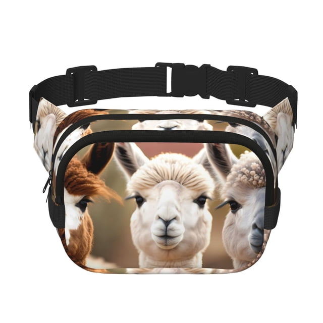 Disketp Cute Alpaca in Daze Riñonera de Doble Capa, Bolsa de Cintura Ajustable para Viajes, Correr y Senderismo, Riñonera Ligera para Hombre y Mujer