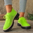 thumbnail image 2 of Knit Oxford Shoes for Women Lace up Breathable Mesh Solid Color Classic Lug Sole Low Heel Elastic Slip on Dress Shoes Light Green Size 6, 2 of 8