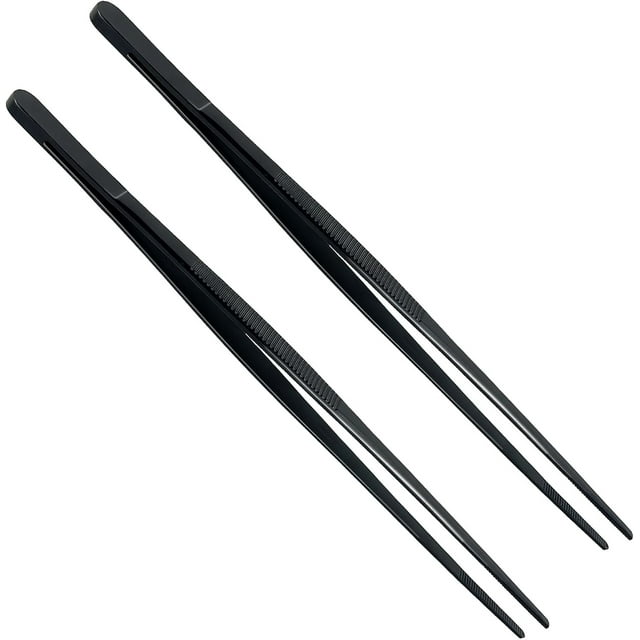Pinzas de cocina de acero inoxidable para cocinar alimentos (negro)