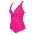 thumbnail image 4 of Sevevn Women's Solid Color Swimsuits One Piece Bathing Suits Slimming V Neck Swimwear, 4 of 8