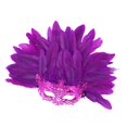 thumbnail image 1 of Máscara de plumas artificiales de media cara, accesorio de moda para fiesta de disfraces de cosplay Púrpura, 1 of 8