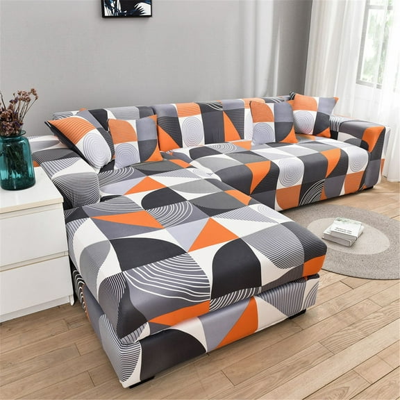 Sofa Cover,All Cover Sectional Sofa L Shape， 2pcs Slipcover Elastic Washable Couch Cover 2seater (55 To 74Inch) 3 Seater(74 To 90 Inch) Sofa Slipcover Couch Cover Stretch For L Shape
