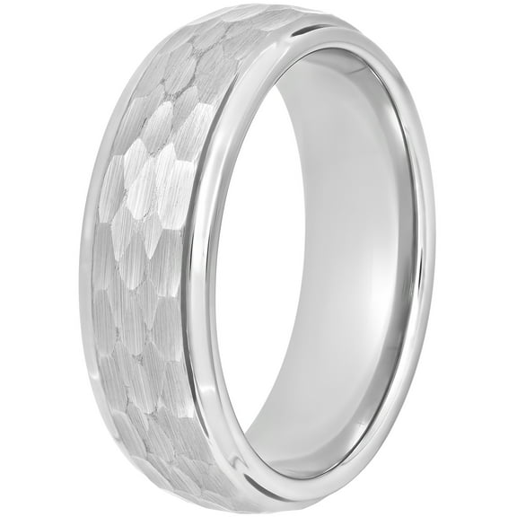 Men's Tungsten 8MM Hammered Finish Wedding Band - Mens Ring