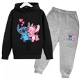 thumbnail image 3 of Conjunto de 2 piezas de sudadera y pantalones con estampado de dibujos animados de Disney Stitch para niños de 3 a 14 años, ropa deportiva informal para niños y niñas, 3 of 5