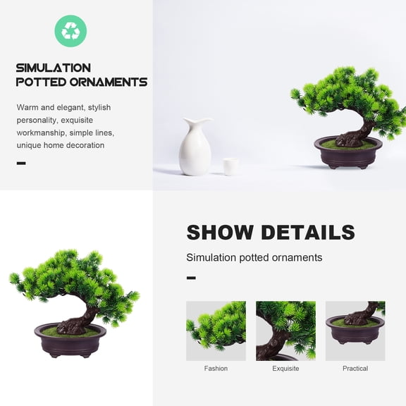 UPOUART Artificial Pine Tree Decoration Faux Bonsai Plant in Pot, Realistic Potted Home and Office Decor Piece