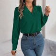 thumbnail image 2 of XuJwPNcy Long Sleeve Shirts for Women V Neck Business Casual Tops Loose Work Office Blouse Tops, 2 of 3