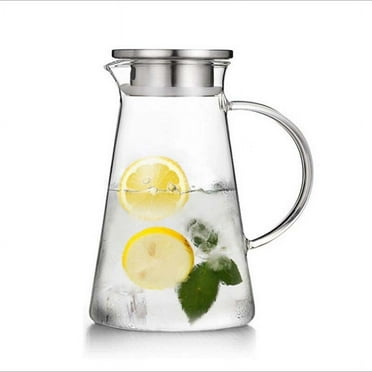 Luniquz 2 Liter 68 Ounces Glass Pitcher With Lid, Hot&Cold Water Pitcher With Handle, for Homemade Beverage, Juice, Iced Tea and Milk Clear