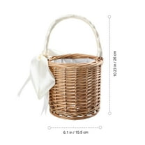 OUNONA White Handwoven Wicker Basket with Inner Lining for Storage and Decorative Use
