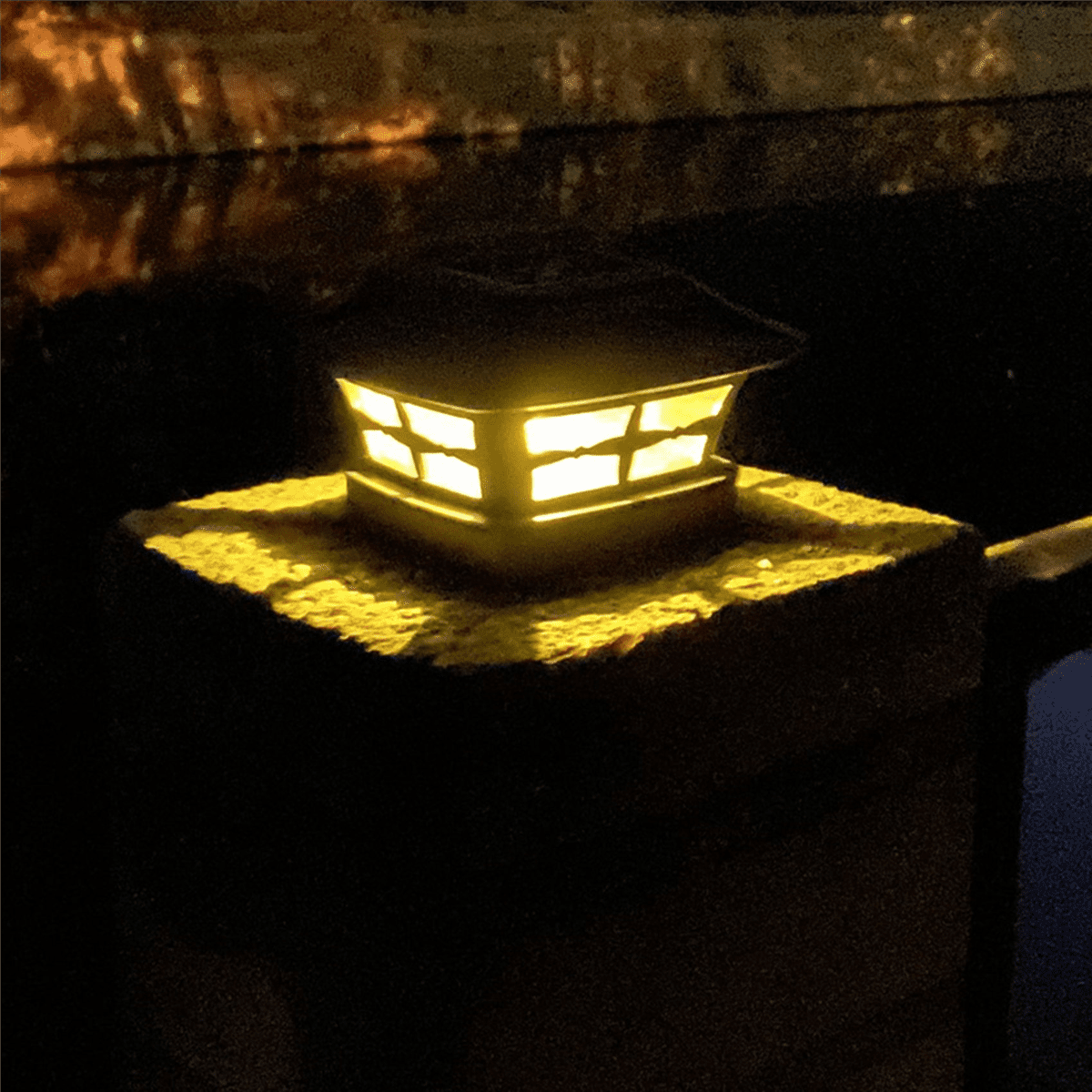 2X Solar Post Cap Lights Outdoor Post Solar Lights LED Bulb Fence Post Lights for Inch Wooden Posts Warm White