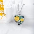 thumbnail image 2 of Dorunmo Sunflower Heart Locket Necklace 925 Sterling Silver Sunflower Picture Locket Pendant Heart Locket Necklace for Women, 2 of 10