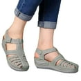 thumbnail image 2 of QIPOPIQ Sandales Compensées Rétro pour Femmes, Chaussures Tendance à Bout Fermé et Creuses, Sandales Décontractées à Bride Arrière pour Printemps et Été, 2 of 5