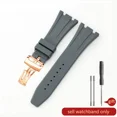 thumbnail image 3 of Correa de reloj de repuesto con hebilla plegable de acero macizo para reloj Ap Royal Oak Offshore Silicone 27 28 mm original 15400/26470/15703, 3 of 5