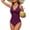Wine #049, variant on Women Tummy Control One Piece Swimsuit V Neck Push Up Bathing Suit Full Coverage Slimming Swimwear Navy M