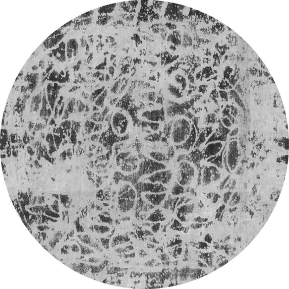 Ahgly Company Indoor Round Abstract Gray Modern Area Rugs, 6' Round