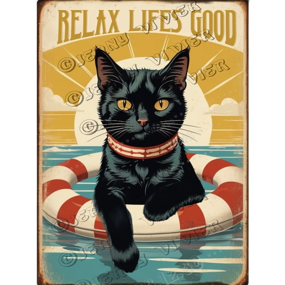 The Beach Is Calling I Must Go Black Cat Aluminum Sign 12x16 inches Vintage Metal Sign Beach House Wall Decor Black Cat Wall Plaque Art Cottage Summer Tiki Home Outdoor Decor